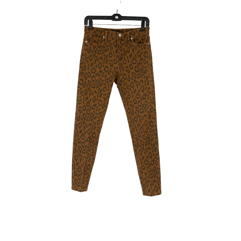 Banana Republic Premium Denim Brown‎ Leopard Print Straight Leg Pants Size 27